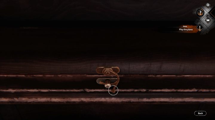 Zbadajcie pianino, podnieście pokrywę i zagrajcie na nim - Syberia The World Before: Vaghen - schronisko Silberspiegel, lato 1937 część 1(Vaghen - Silberspiegel refuge, summen 1937 part 1) - solucja, opis przejścia - Syberia The World Before - poradnik do gry