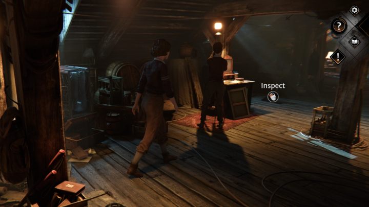 Zbadajcie luźną deskę w podłodze, schowajcie do niej klucz i połóżcie deskę w dół - Syberia The World Before: Vaghen - schronisko Silberspiegel, lato 1937 część 2 (Vaghen: Silberspiegel refuge, summer 1937 part 2) - solucja, opis przejścia - Syberia The World Before - poradnik do gry