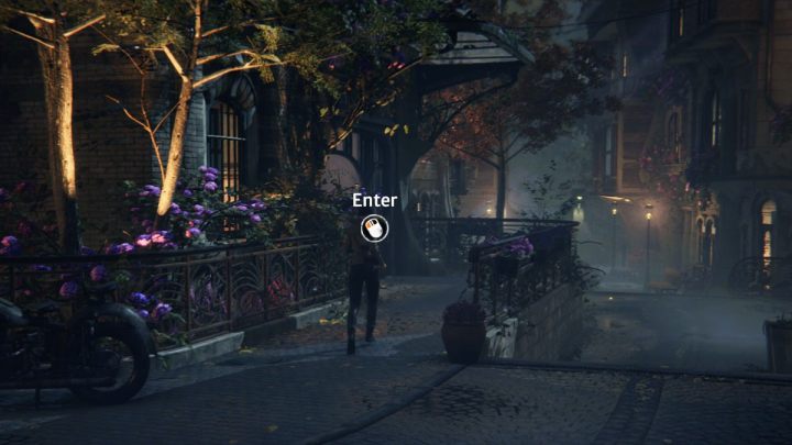 Po wyjściu z tramwaju, zejdźcie schodami w dół do dzielnicy kwiatowej i wróćcie do pensjonatu - Syberia The World Before: Vaghen - dzielnica kwiatowa, jesień 2005 część 2 (Vaghen - flower district, autumn 2005 part 2) - solucja, opis przejścia - Syberia The World Before - poradnik do gry