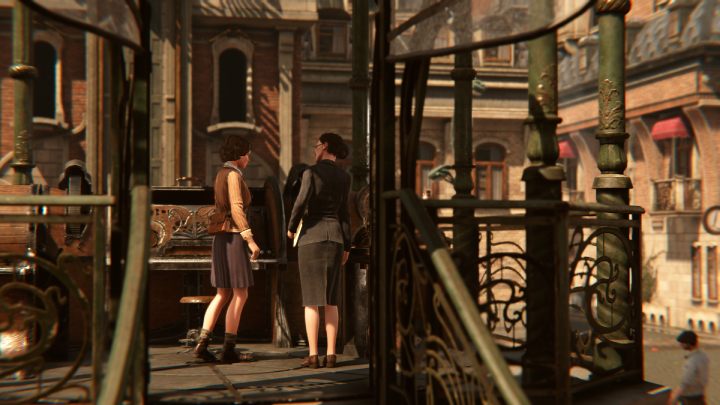 Podejdźcie do pianina i porozmawiajcie z Frau Beckmann - Syberia The World Before: Vaghen - dzielnica muzyków, jesień 2005 (Vaghen - musician district, autumn 2005) - solucja, opis przejścia - Syberia The World Before - poradnik do gry