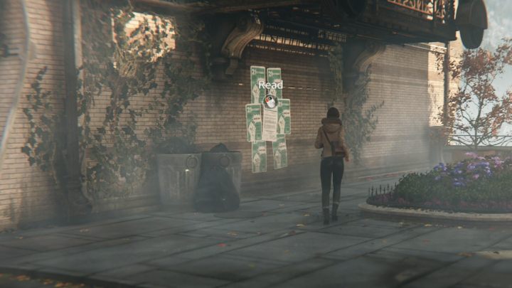 Przyjrzyjcie się zielonym plakatom na ścianie budynku - Syberia The World Before: Vaghen - most Mgieł, jesień 2005 część 1 (Vaghen - bridge of Mists, autumn 2005 part 1) - solucja, opis przejścia - Syberia The World Before - poradnik do gry