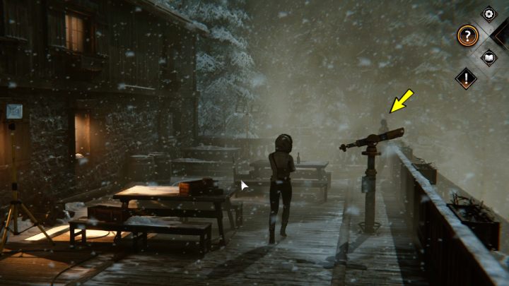 Wyjdźcie na taras schroniska - Syberia The World Before: Vaghen - schronisko Silberspiegel, jesień 2005 część 3 (Vaghen - Silberspiegel refuge, autumn 2005 part 3) - solucja, opis przejścia - Syberia The World Before - poradnik do gry