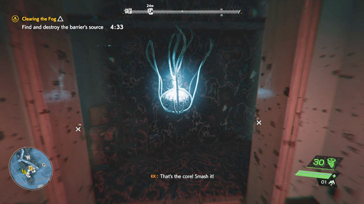 Natraficie na zepsucie (Corruption) i skażoną konstrukcję w kształcie drzewa możecie ominąć pomagając sobie kucaniem - Ghostwire Tokyo: Usuwanie mgły (Clearing the Fog) - solucja, opis przejścia - Ghostwire Tokyo - poradnik do gry