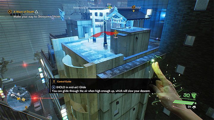 Podczas podróżowania po dachach poznacie również mechanikę szybowania, którą aktywuje przytrzymując przycisku skoku - Ghostwire Tokyo: Śmiertelny labirynt (A Maze of Death) - solucja, opis przejścia - Ghostwire Tokyo - poradnik do gry