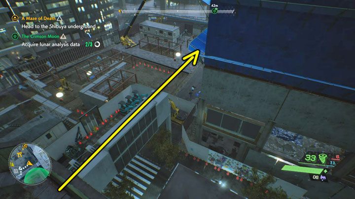 Powinniście znaleźć się obok drabiny, z pomocą której dotrzecie na wyższy dach - Ghostwire Tokyo: Karmazynowy księżyc (The Crimson Moon) - solucja, opis przejścia - Ghostwire Tokyo - poradnik do gry