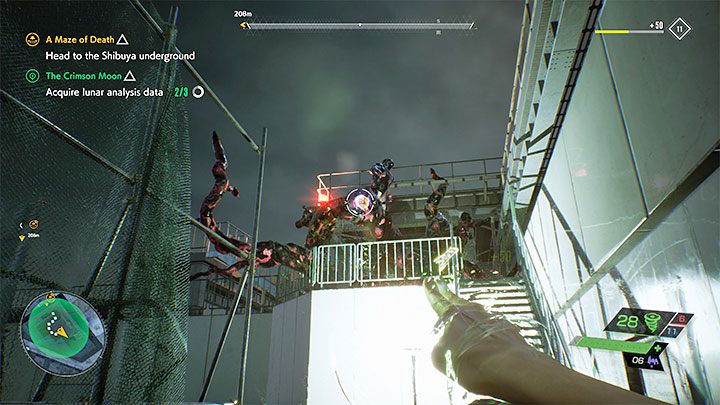 Spodziewajcie się napotkania kolejnych latających przeciwników na dachu, a także spaczonej konstrukcji z dołączonego obrazka - pomóżcie sobie spektralną wizją żeby odkryć jej słaby punkt i pozbyć się jej - Ghostwire Tokyo: Karmazynowy księżyc (The Crimson Moon) - solucja, opis przejścia - Ghostwire Tokyo - poradnik do gry
