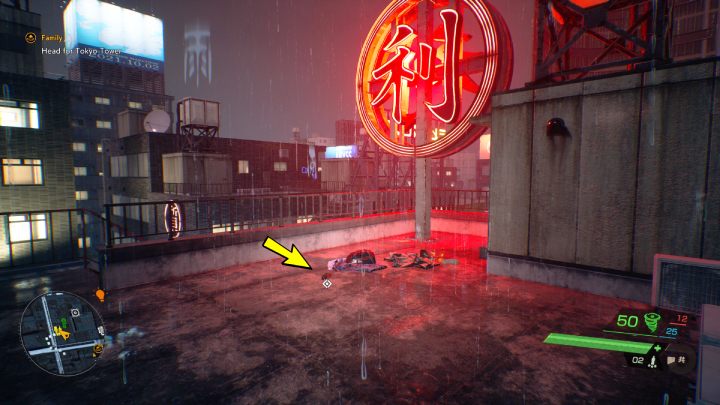 Relikt leży przy czerwonym neonowym napisie na dachu budynku, na północ od świątyni Shimokusa - Ghostwire Tokyo: Relikty, centralne Tokio (Relics, Central Tokio) - lista wszystkich - Ghostwire Tokyo - poradnik do gry