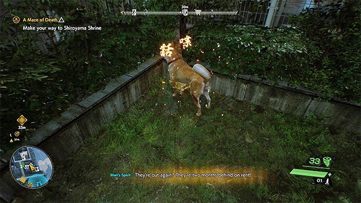 Nagrodą za ofiarowanie karmy będzie doprowadzenie bohatera do skarbu, który zostanie wykopany przez psa - będzie to zawsze meika - Ghostwire Tokyo: Psy i koty - czy można głaskać? - Ghostwire Tokyo - poradnik do gry