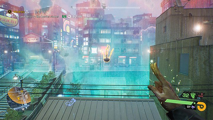 Do kolejnych kamieni możecie docierać polegając na opcji szybowania z dachów i/lub decydując się na kolejne porcje wspinaczki - Ghostwire Tokyo: Zaślepienie (Blindness) - solucja, opis przejścia - Ghostwire Tokyo - poradnik do gry