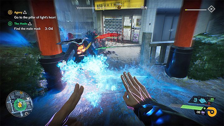 Przed Wami najtrudniejsza część misji, bo na odnalezienie męskiej maski macie ograniczoną ilość czasu - 4 minuty - Ghostwire Tokyo: Maski (The Masks) - solucja, opis przejścia - Ghostwire Tokyo - poradnik do gry