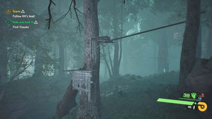 Wdrapcie się ponownie na wyższą półkę i w miejscu z obrazka powtórzcie manewr szybowania - Ghostwire Tokyo: Zabawa w chowanego 3 (Hide and Seek 3) - solucja, opis przejścia - Ghostwire Tokyo - poradnik do gry