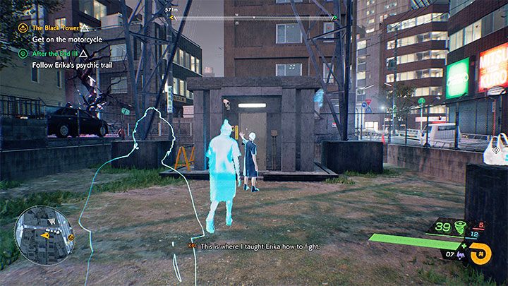 Scena podróżowania za Eriką jest prostsza od poprzednich questów Rinko, bo nie powinniście spotkać po drodze żadnych przeciwników - Ghostwire Tokyo: Po zakończeniu 3 (After the End 3) - solucja, opis przejścia - Ghostwire Tokyo - poradnik do gry