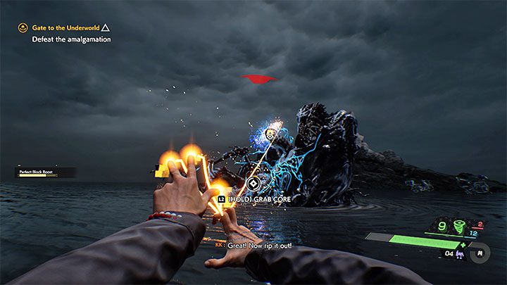 Maski możecie namierzać i atakować w dowolnej kolejności, przy czym w danym momencie skupiajcie się na jednym słabym punkcie - Ghostwire Tokyo: Brama do zaświatów (Gate to the Underworld) - solucja, opis przejścia - Ghostwire Tokyo - poradnik do gry