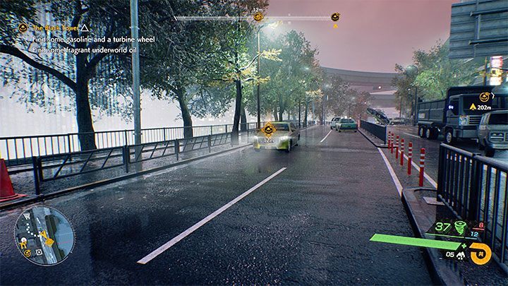 Dotrzyjcie osobiście do samochodu, który zauważyliście podczas korzystania z lornetki - Ghostwire Tokyo: Czarna wieża (The Black Tower) - solucja, opis przejścia - Ghostwire Tokyo - poradnik do gry