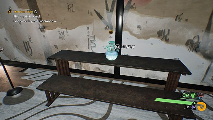 Po wygranym pojedynku będziecie mogli zabrać z ławki wonny olej z zaświatów - Ghostwire Tokyo: Czarna wieża (The Black Tower) - solucja, opis przejścia - Ghostwire Tokyo - poradnik do gry