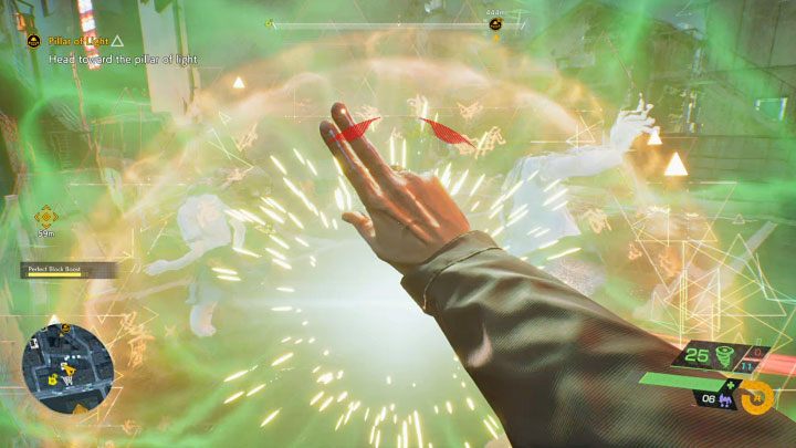 Pomyślnie wykonany perfekcyjny blok pozwala całkowicie uniknąć otrzymania obrażeń i może też na krótką chwilę wybić Przybysza z rytmu - Ghostwire Tokyo: Trofeum Mistrz blokowania (Master of Blocking) - jak zdobyć? - Ghostwire Tokyo - poradnik do gry