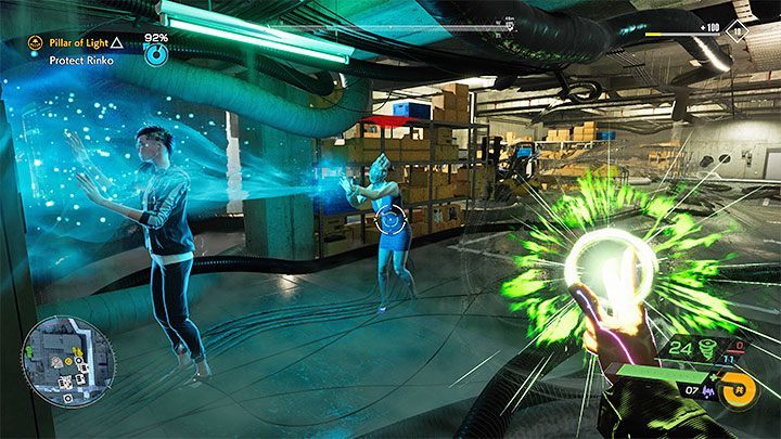 Podobnie jak w innych tego typu konfrontacjach oznacza to po prostu uniemożliwianie Przybyszom zbliżanie się do Rinko, by nie mogli zacząć wchłaniać jej duszę - Ghostwire Tokyo: Słup światła (Pillar of Light) - solucja, opis przejścia - Ghostwire Tokyo - poradnik do gry