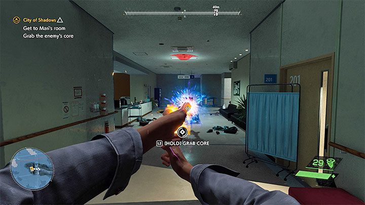 Nauczycie się też od razu drugiej ważnej akcji - pochwycenia rdzenia osłabionego przeciwnika - Ghostwire Tokyo: Miasto cieni (City of Shadows) - solucja, opis przejścia - Ghostwire Tokyo - poradnik do gry