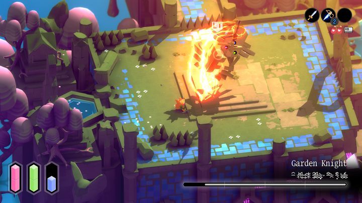 W sytuacjach, kiedy widzicie, że ogrodowy rycerz przyklęka i składa się do ataku z obrotu, po prostu oddalcie się tak daleko jak tylko możecie, a po zakończeniu animacji tejże umiejętności, jak najszybciej skróćcie do niego dystans, aby nie dać się mu zdominować - Tunic: Ogrodowy rycerz (Garden Knight) - boss, jak pokonać? - Tunic - poradnik do gry