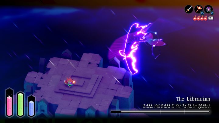 Istnieje okienko czasowe, w którym możecie atakować Bibliotekarza wręcz - Tunic: Bibliotekarz (The Librarian) - boss, jak pokonać? - Tunic - poradnik do gry