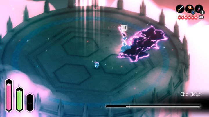 Ruchów przeciwnika opartych na władaniu mieczem raczej jesteście już wyuczeni - i w tym przypadku musicie po prostu trzymać dystans przy zwykłych zamachnięciach, a także wykonywać przewrót w bok, kiedy widzicie, że boss szarżuje - Tunic: Spadkobierca (The Heir) - boss, jak pokonać? - Tunic - poradnik do gry