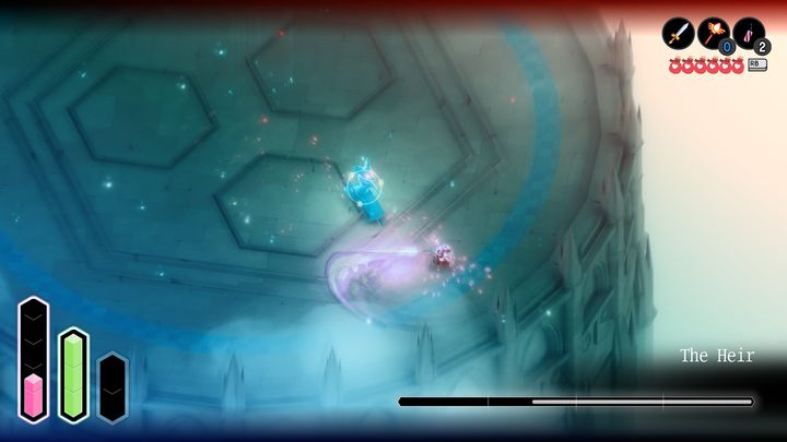 Na drugą fazę polecamy tak naprawdę użyć wszystkiego, co tylko chowacie w swoim ekwipunku - w tym momencie walka staje się bowiem na tyle chaotyczna i trudna, że chcecie ją jak najszybciej zakończyć - Tunic: Spadkobierca (The Heir) - boss, jak pokonać? - Tunic - poradnik do gry