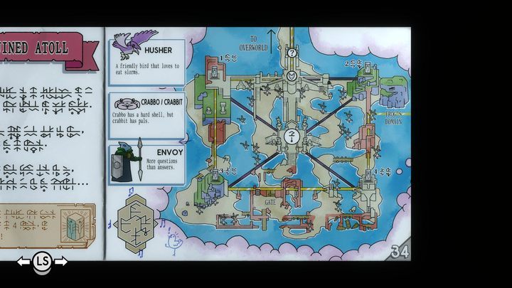 Znisczony atol (mapa powyżej) to kompleks połączonych ze sobą wysepek na planie kwadratu - Tunic: Zniszczony atol (The Ruined Atoll) - jak przejść? - Tunic - poradnik do gry