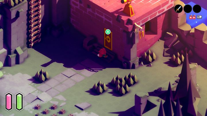 Nie przechodźcie ani na drugą stronę strumyka, ani nie wchodźcie tajemniczym przejściem, a po prostu udajcie się wzdłuż kamiennej ścieżki i skręćcie w lewo - Tunic: Tarcza - jak znaleźć? - Tunic - poradnik do gry