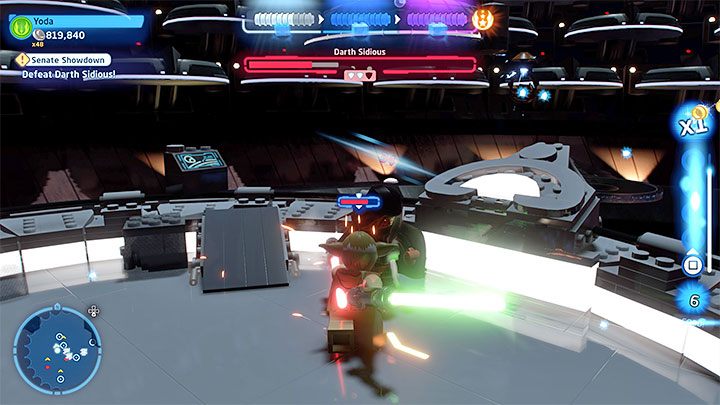 Latająca platforma przeniesie uczestników bitwy w inne miejsce - LEGO Skywalker Saga: Darth Sidious (Imperator Palpatine) - coss, jak pokonać? - LEGO Skywalker Saga - poradnik do gry