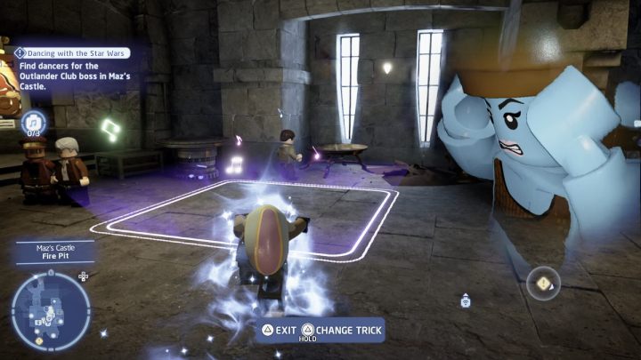 Gdy włączy się muzyka, będziecie musieli za pomocą Mocy Jedi przejąć kontrolę nad 3 osobami i zaprowadzić je w wyznaczone miejsce - LEGO Skywalker Saga: Taniec z gwiezdnymi wojnami (Dancing with the Star Wars) - solucja, opis przejścia - LEGO Skywalker Saga - poradnik do gry