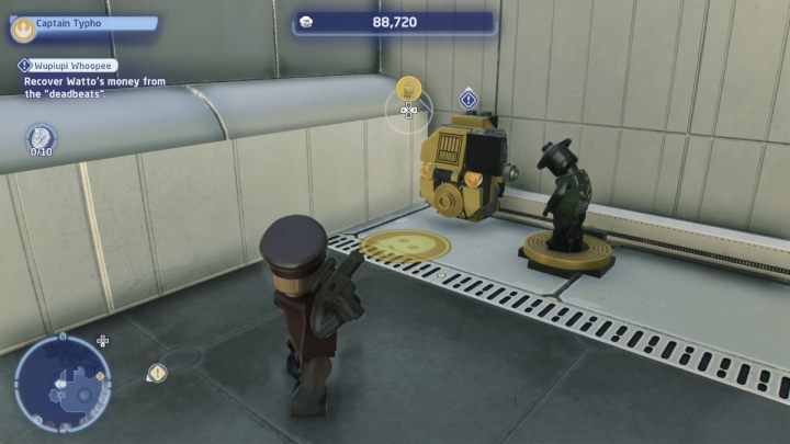 Droid będzie znajdował się za skrzyniami, po prawej stronie domu, w którym ukrywa się dłużnik - LEGO Skywalker Saga: Łupnie z łupiłupi (Wupiupi Whoopee) - solucja, opis przejścia - LEGO Skywalker Saga - poradnik do gry