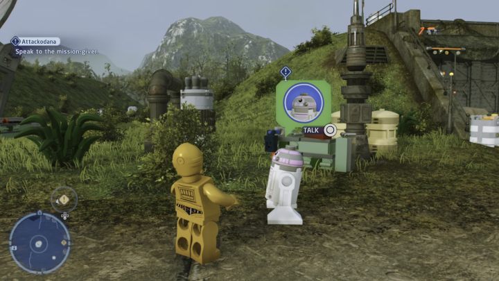 Sterując droidem protokolarnym przyjmijcie zadanie od zleceniodawcy na planecie DQar - LEGO Skywalker Saga: Atakodana (Attackodana) - solucja, opis przejścia - LEGO Skywalker Saga - poradnik do gry