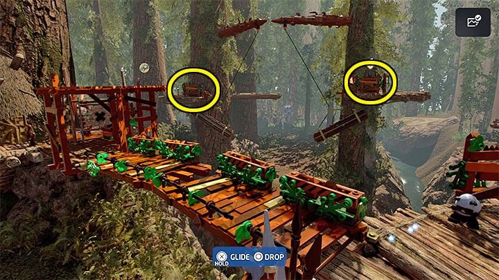 Obszar na dole patrolowany przez AT-ST i musicie przyczynić się do zniszczenia tej maszyny - LEGO Skywalker Saga: Obrona Chewbacki (The Chewbacca Defence) - solucja, opis przejścia - LEGO Skywalker Saga - poradnik do gry