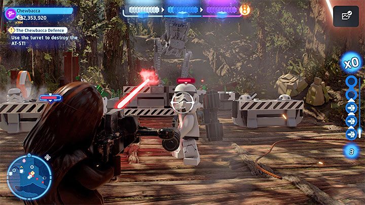 Waszym zadaniem stanie się zniszczenie AT-ST patrolującego tę okolicę - LEGO Skywalker Saga: Obrona Chewbacki (The Chewbacca Defence) - solucja, opis przejścia - LEGO Skywalker Saga - poradnik do gry