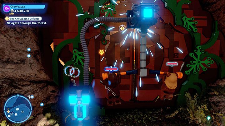 W kolejnej lokacji poniszczcie obiekty z okolicy żeby znaleźć źródło energii i umieścić je w pasującym slocie - LEGO Skywalker Saga: Obrona Chewbacki (The Chewbacca Defence) - solucja, opis przejścia - LEGO Skywalker Saga - poradnik do gry