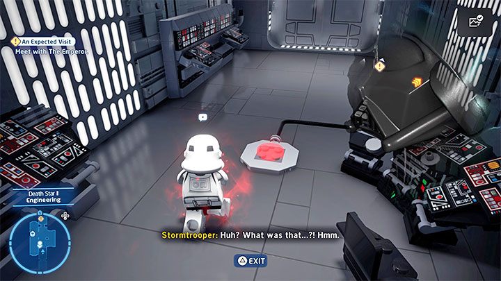 W jednym z kolejnych obszarów musicie użyć kontroli umysłu na szturmowcu z bocznego pomieszczenia (obrazek 1) - LEGO Skywalker Saga: Wypełnij swe przeznaczenie (Fulfil Your Destiny) - solucja, opis przejścia - LEGO Skywalker Saga - poradnik do gry