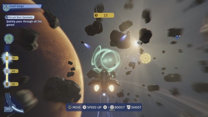 Próba odbywająca się w przestrzeni lokalnej planety Geonosis, polega na przeleceniu przez 17 bram w jak najkrótszym czasie - LEGO Skywalker Saga: Geonosis - próba, solucja, opis przejścia - LEGO Skywalker Saga - poradnik do gry