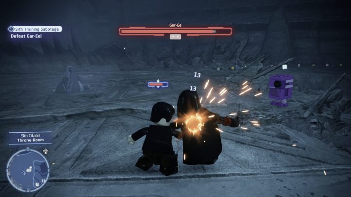 Przeciwnik będzie odporny na ataki bronią dystansową - LEGO Skywalker Saga: Szkoleniowy sabotaż Sithów (Sith Training Sabotage) - solucja, opis przejścia - LEGO Skywalker Saga - poradnik do gry