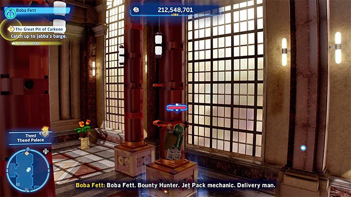 Skorzystajcie z usług 2 postaci mogących łapać się zaczepów żeby dotrzeć w pobliże dźwigni - LEGO Skywalker Saga: Theed - lista wszystkich łamigłówek (cz. 2) - LEGO Skywalker Saga - poradnik do gry