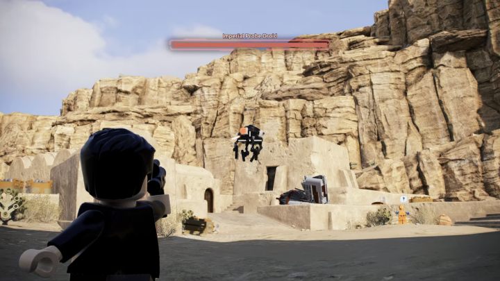 Zestrzelcie droida atakującego tubylców i dostarczcie go do zleceniodawcy - LEGO Skywalker Saga: Probopsoty (Probes and Cons) - solucja, opis przejścia - LEGO Skywalker Saga - poradnik do gry