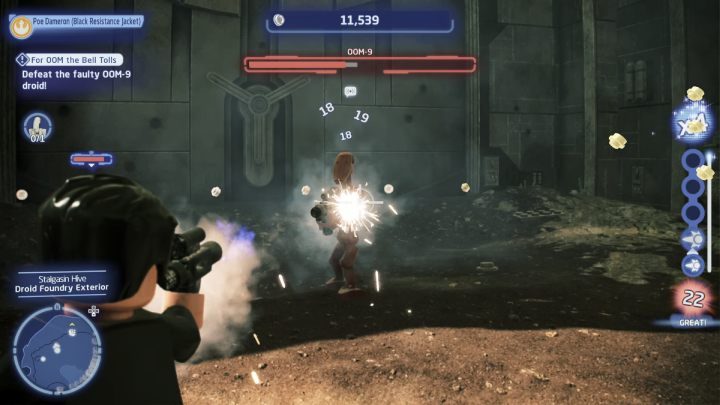 Idźcie do kolejnego obszaru poszukiwań i zestrzelcie wadliwego droida - LEGO Skywalker Saga: Konserwacyjne komplikacje (For OOM the Bell Tolls) - solucja, opis przejścia - LEGO Skywalker Saga - poradnik do gry