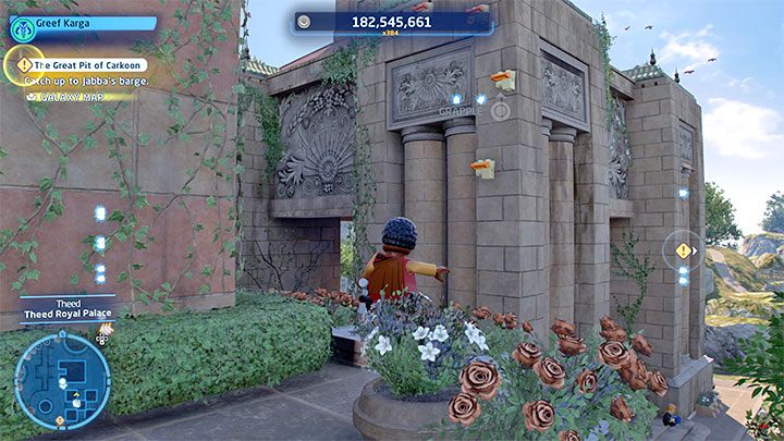 Wspinaczkę musicie rozpocząć przy budynku z obrazka 1, zlokalizowanym na północ od ikony znajdźki - LEGO Skywalker Saga: Theed - lista wszystkich łamigłówek (cz. 1) - LEGO Skywalker Saga - poradnik do gry