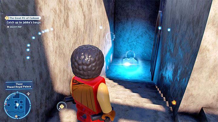 Na kolejnym dachu znajdziecie drabinę i użyjcie jej żeby przedostać się w pobliże klocka - LEGO Skywalker Saga: Theed - lista wszystkich łamigłówek (cz. 1) - LEGO Skywalker Saga - poradnik do gry