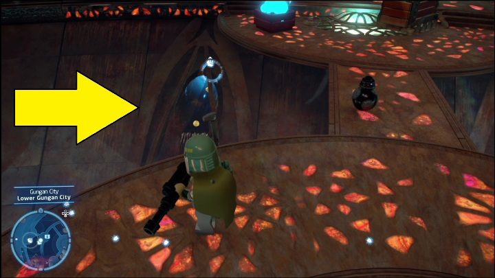 Ten kyber klocek schowany został w niewielkiej szczelnie w dolnej części miasta - LEGO Skywalker Saga: Jezioro Paonga - lista wszystkich łamigłówek - LEGO Skywalker Saga - poradnik do gry