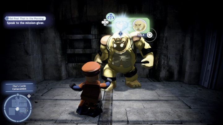 Sterując postacią Łowcy głów, porozmawiajcie ze zleceniodawcą i przyjmijcie zadanie - LEGO Skywalker Saga: Węgorzko tego pożałujesz (Eel Feel That in the Morning) - solucja, opis przejścia - LEGO Skywalker Saga - poradnik do gry