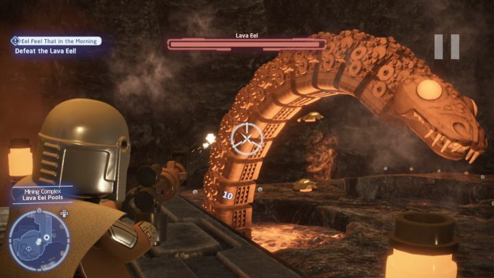 Gdy rozpocznie się walka, strzelajcie do węgorze, który będzie wyłaniał się z 3 otworów - LEGO Skywalker Saga: Węgorzko tego pożałujesz (Eel Feel That in the Morning) - solucja, opis przejścia - LEGO Skywalker Saga - poradnik do gry