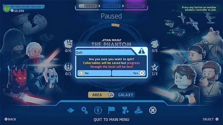 Nieco inaczej wygląda to w przypadku postępów fabularnych - LEGO Skywalker Saga: Jak zapisać grę? - LEGO Skywalker Saga - poradnik do gry