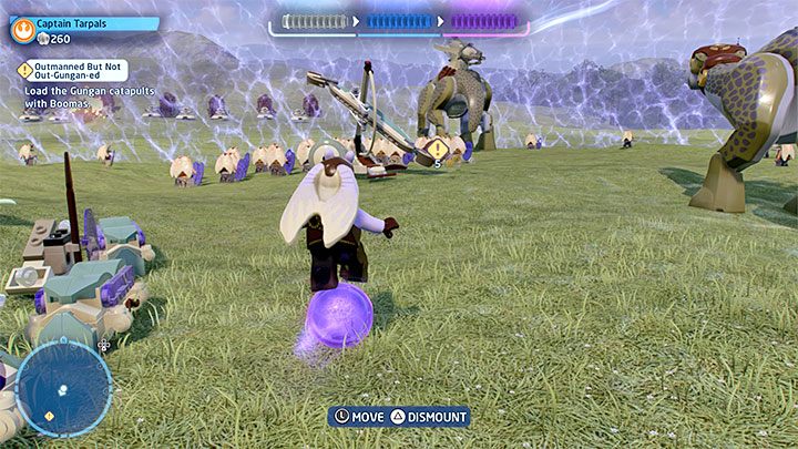 Po rozpoczęciu poziomu zostaniecie przeniesieni na pole bitwy, przy czym przydatną informacją jest to, że nie musicie śpieszyć się z zaliczaniem celów misji - LEGO Skywalker Saga: Gunganie na gigancie (Outmanned But Not Out-Gungan-Ed) - solucja, opis przejścia - LEGO Skywalker Saga - poradnik do gry