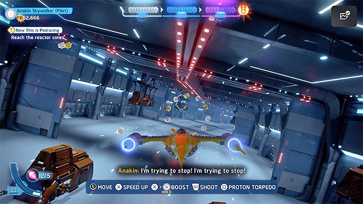 Po dokonaniu dostatecznych zniszczeń otrzymacie zadanie przedostania się do środka statku dowodzenia i wystarczy zbliżyć się do oznaczonego przez grę otworu - LEGO Skywalker Saga: To dopiero wyścigi (Now This is Podracing) - solucja, opis przejścia - LEGO Skywalker Saga - poradnik do gry