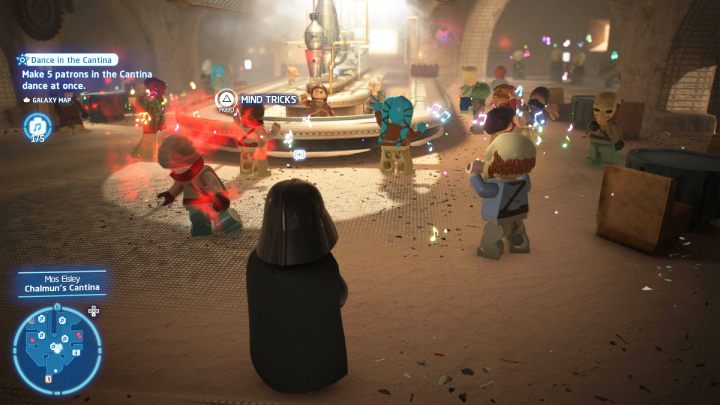 Wyzwanie o nazwie Kantynowe pląsy (Dance in the Cantina) zostanie odblokowane po wykonaniu misji pobocznej Barowa batalia Baby (Bab Bar Brawl) - LEGO Skywalker Saga: Kantynowe pląsy (Dance in the Cantina) - solucja, opis przejścia - LEGO Skywalker Saga - poradnik do gry